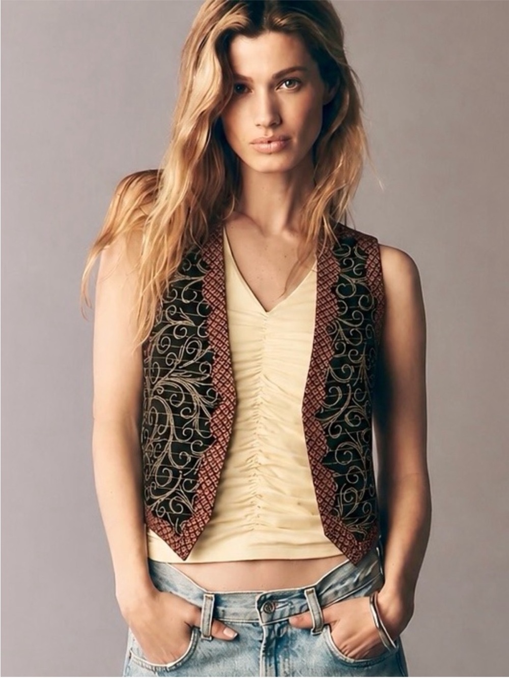 Vintage Paisley Boho Hippie Handmade
Kantha Vest - Medium